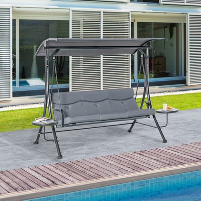 Balancelle de jardin 3 places grand confort grise OUTSUNNY
