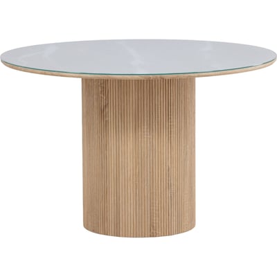 Table ronde HYDROWN verre et piètement cannelé RECOLLECTION