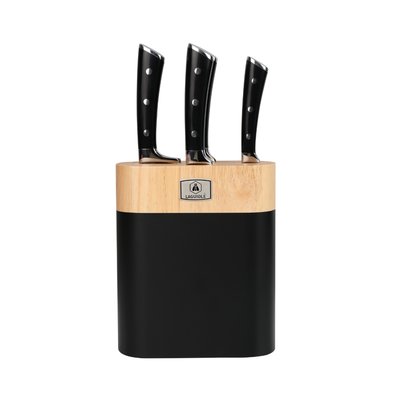 Bloc de 4 couteaux en acier noir - "Lustrobois" LAGUIOLE CUISSON