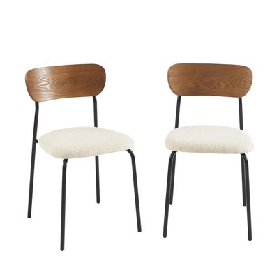 Lot de 2 chaises en tissu bouclette et métal- NALON DRAWER