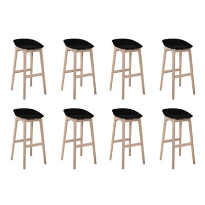 Lot de tabourets de bar en chêne et assise plastique 75cm RIVA|Lot de 8 | Lot de 8 MOB IN