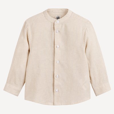 Chemise rayée, col mao, coton/lin LA REDOUTE COLLECTIONS