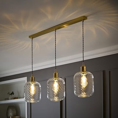 Emerson 3-Light Swirl Glass Diner Pendant Light with Filament Bulbs ÉDITÉ