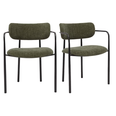 Chaises en tissu effet velours texturé terre brûlée et métal noir (lot de 2) SWIFT MILIBOO