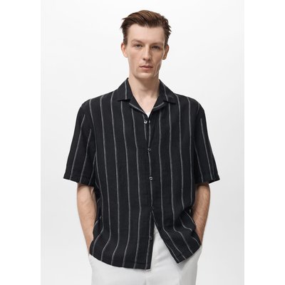 Chemise à rayures 100 % lin manches courtes MANGO MAN