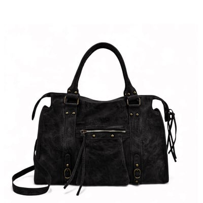 Sac à main en cuir italien brossé mat SANDSTORM NOIR OH MY BAG