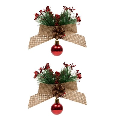 Lot de 2 suspensions de sapin nœud et baies 11 x 12 cm FEERIC LIGHTS & CHRISTMAS