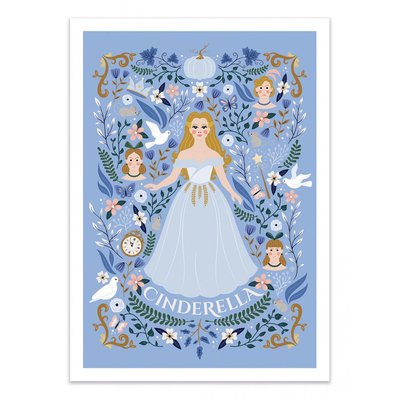 Affiche d’art et cadre noir 50 x 70 cm - Cinderella - Vesna Skornsek WALL EDITIONS