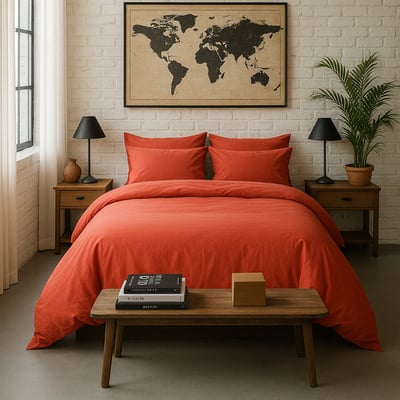 housse de couette en percale de coton lavé unie, ELEGANCE BATON ROUGE