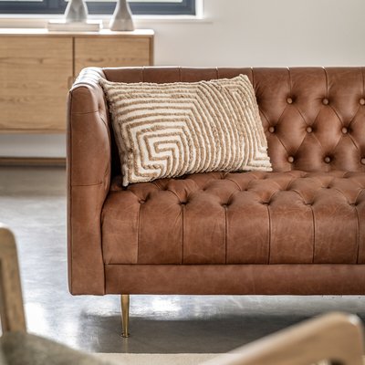 Kendal Retro Buttoned Leather Sofa SO'HOME