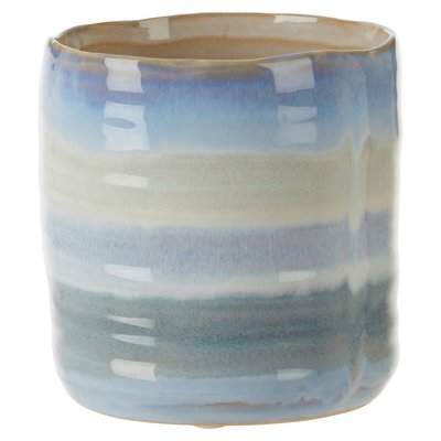 Small Stoneware Blue Finish Planter SO'HOME
