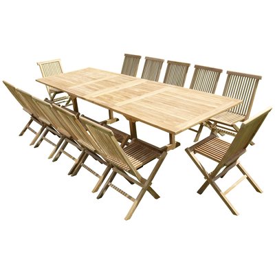 Ensemble de jardin en teck premium KIRANG 12 chaises JENAE TECK'LINE