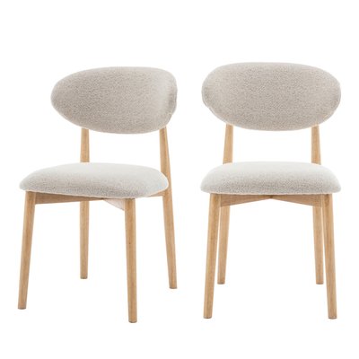 Lot de 2 chaises en tissu bouclette et bois - Clara DRAWER
