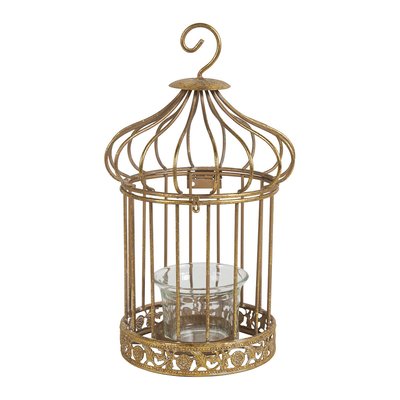 Cage à oiseaux photophore en métal 12 x 12 x 21 cm MATHILDE M
