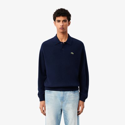 Pull polo relaxed fit en laine cardée LACOSTE