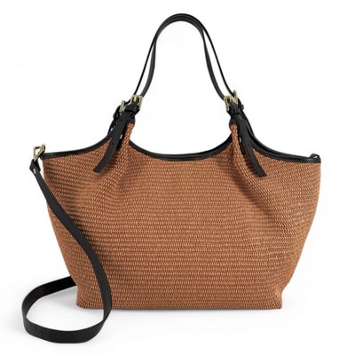 Sac cabas en cuir grainé et raphia IMPERIA OH MY BAG