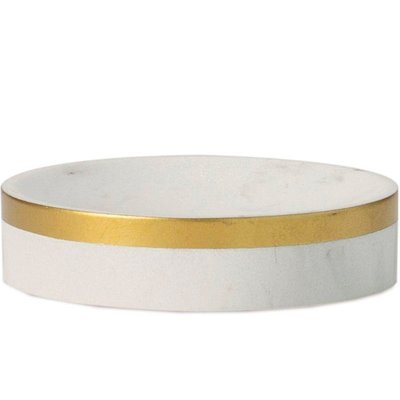Porte savon résine effet marbre blanc et doré WADIGA