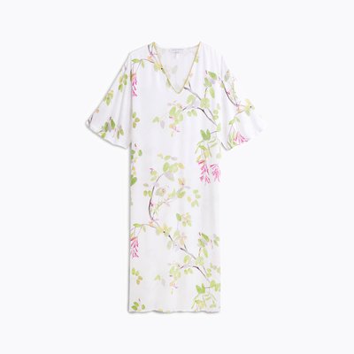 Chemise de nuit longue col v en satin de viscose, LUCIOLE LAURENCE TAVERNIER