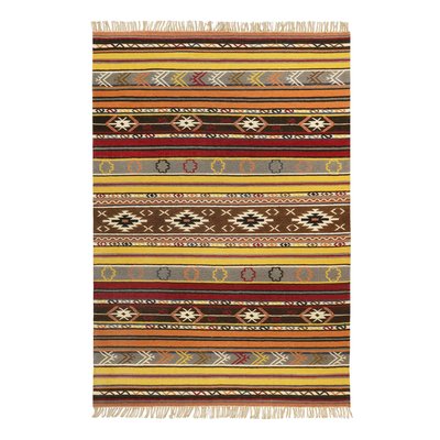 Tapis motif kilim ethnique à franges ,  MAHAL ESPRIT