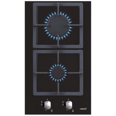 CATA Domino gaz SCI 3002 BK Verre noir 2 feux CATA