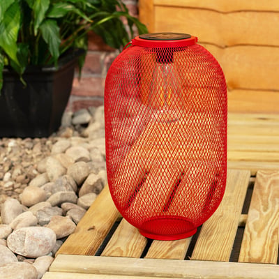 Solar Powered Outdoor Metal Mesh Basket Lantern SO'HOME