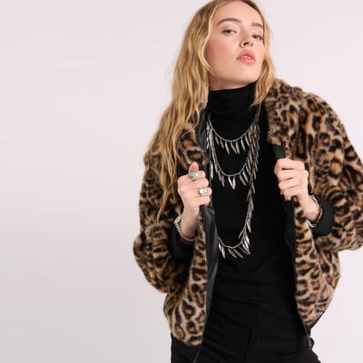 Veste à capuche motif léopard PAYTON WILD