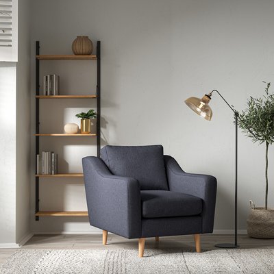 Rosa Curve Soft Brushed Armchair with Light Wood Legs SO'HOME