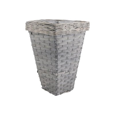 Pot de fleurs carré en bois et osier gris AUBRY GASPARD