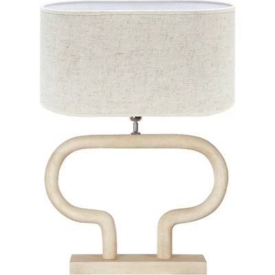 Lampe de table design en bois naturel et abat jour tissu RECOLLECTION