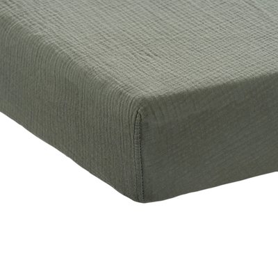 Drap housse gaze de coton 2-en-1 INFINI CARRE BLANC