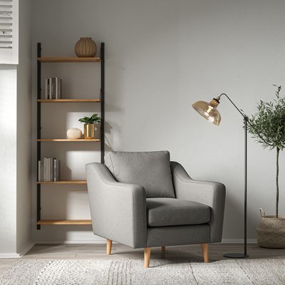 Rosa Curve Soft Brushed Armchair with Light Wood Legs SO'HOME