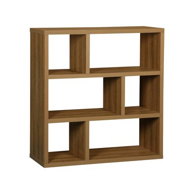 Etagère bibliothèque décor bois asymétrique 3 niveaux 6 compartiments BASIKS SWEEEK