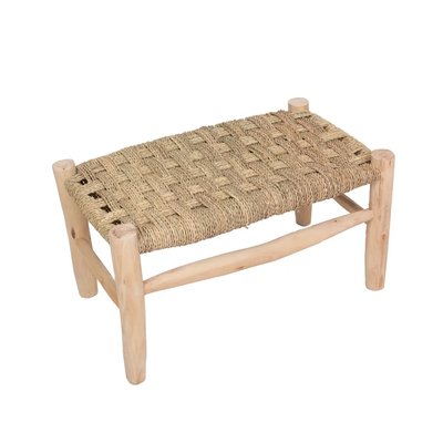 Petit banc en bois et doum tressé MARRO HYDILE