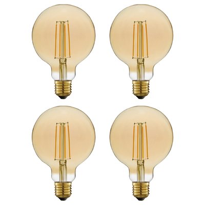 Lot de 4 Ampoules LED décoratives à filament E27 - 806.0 LM - Blanc LEXMAN