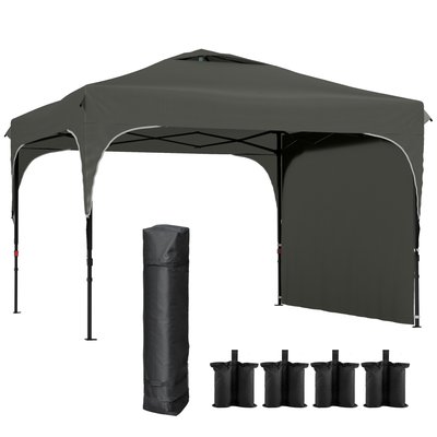 Tonnelle pop-up barnum pliant 3 x 3 x 2,65 m avec sacs acier toile gris OUTSUNNY