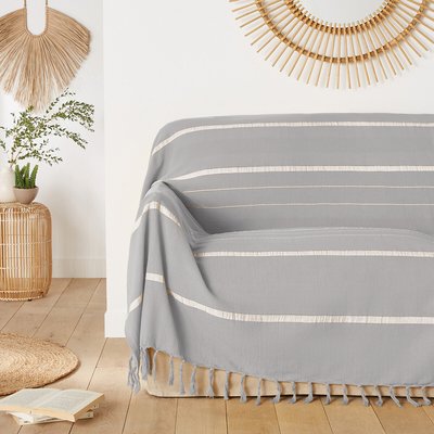Plaid frangé rayé coton, Nedo LA REDOUTE INTERIEURS