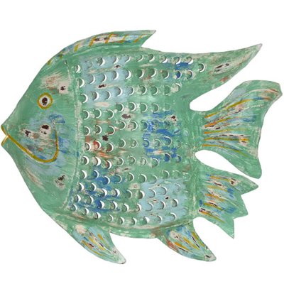 Décoration murale en métal poisson turquoise 61x11x51cm WADIGA