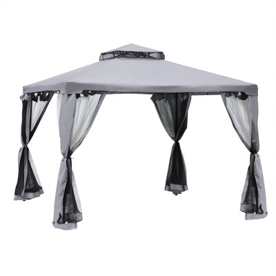 Pavillon de jardin tonnelle style colonial avec moustiquaires zippées OUTSUNNY