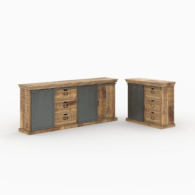 Ensemble 2 buffets en bois de manguier - TABUK MAISON PAVANE