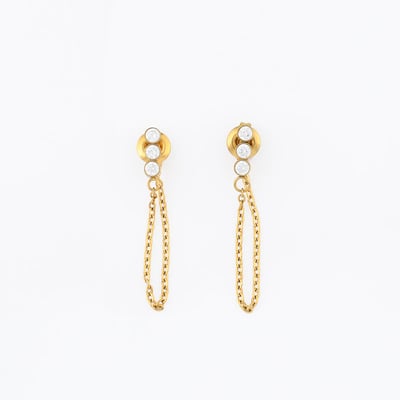 Boucles d'oreilles puces et chaîne fine en acier inoxydable BALABOOSTE
