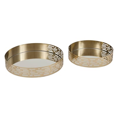 Lot de 2 plateaux ronds en métal et verre TAYMY ATMOSPHERA