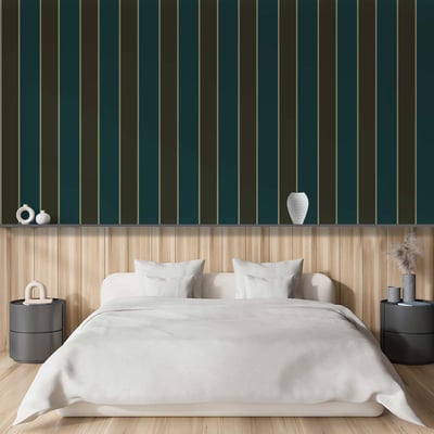 Papier peint rayures vert olive HEXOA