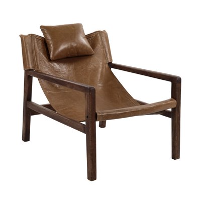 Fauteuil en cuir et bois - SIESTA POMAX