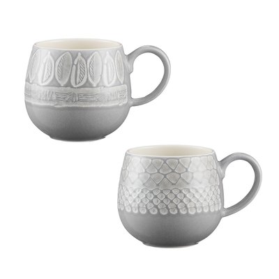 Set of 2 Grey Stoneware Mugs MASON CASH