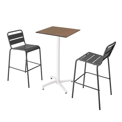 Ensemble table inclinable en hpl avec chaises hautes en métal, OPERA OVIALA