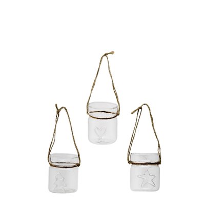 Set de 3 vases de noël décoratifs à suspendre en verre H7 SIA DECO