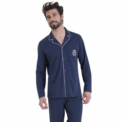 Lange katoenen pyjama, hemdskraag ATHENA