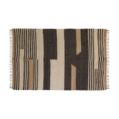 Tapis en jute naturel et coton naturel et teinté Ethnique Naturel et noir - 120 x 180 cm AUBRY GASPARD