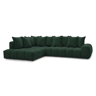 Canapé d'angle fixe 4 places en tissu texturé, EVEREST BOBOCHIC
