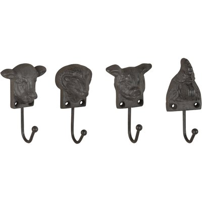 Patère animaux de la ferme en fonte (Lot de 4) JARDINDECO